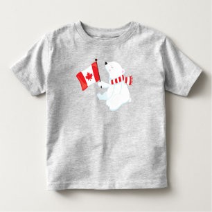 Camiseta De Bebé Día de Canadá, oso polar, oso con bandera, feriado