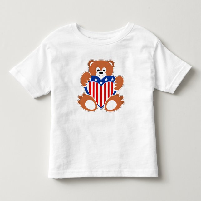 Camiseta De Bebé Día de la Independencia Teddy Bear (Anverso)