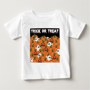Camiseta De Bebé Día de las Brujas Fantasmas Parche de Calabaza Emb