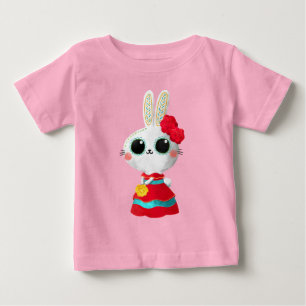 Camiseta De Bebé Dia De Los Muertos Cuidadoso Bunny Red Dress Mexic