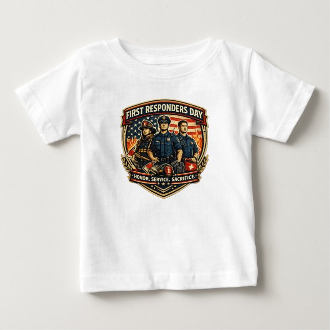 Camiseta De Bebé Día de los Primeros Respondedores Honor Servicio S (Anverso)