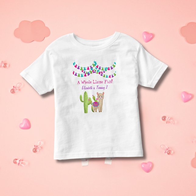 Camiseta De Bebé Día de nacimiento del niño de la cactus púrpura ro (A Whole Llama Fun Llama and Cactus Personalized 1st, 2nd, 3rd Birthday party t-shirt )