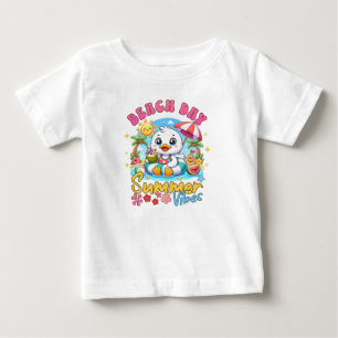 Camiseta De Bebé Día de Playa Vibraciones de Verano Pato Lindo Vaca