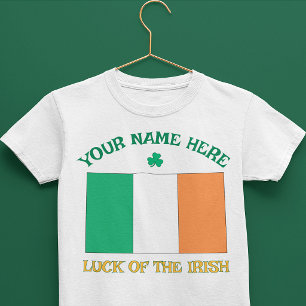 Camiseta De Bebé Día de San Patricio Bandera de Irlanda Nombre Pers