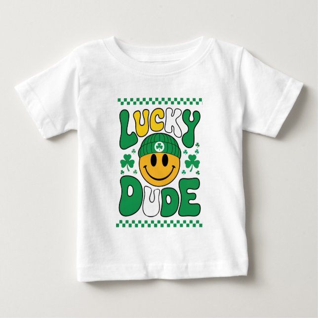 Camiseta De Bebé Día de San Patricio Cara Sonriente Chico Afortunad (Anverso)