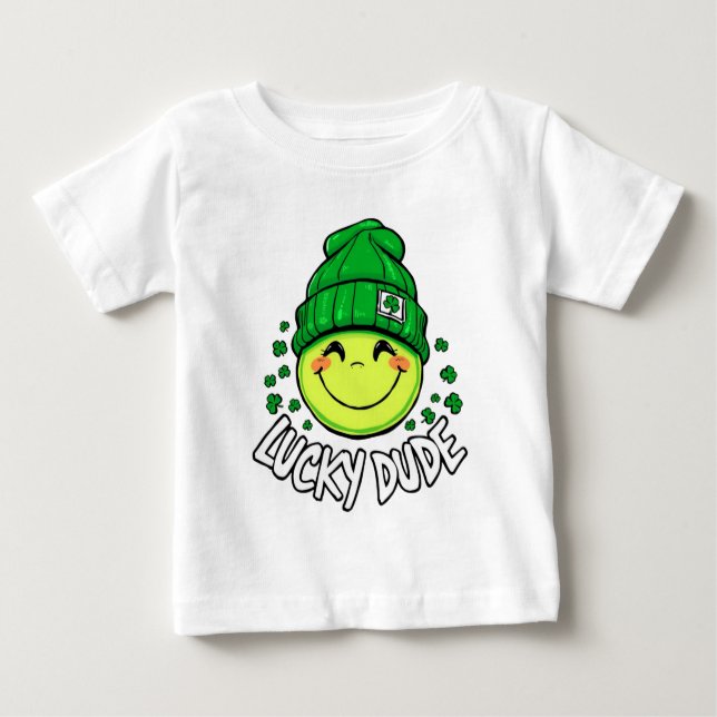 Camiseta De Bebé Día de San Patricio Cara Sonriente Chico Afortunad (Anverso)
