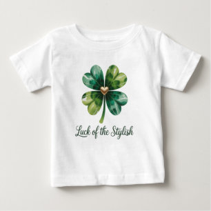 Camiseta De Bebé Día de San Patricio Corazón de Oro Trébol de la Su