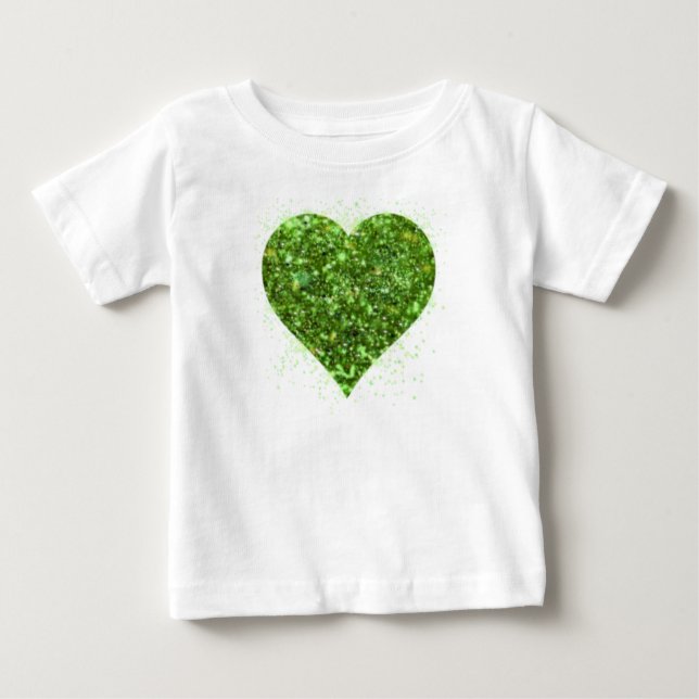 Camiseta De Bebé Día de San Patricio, corazón irlandés brillante y  (Anverso)