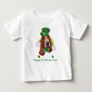 Camiseta De Bebé Día de San Patricio divertido Basset Hound dorado