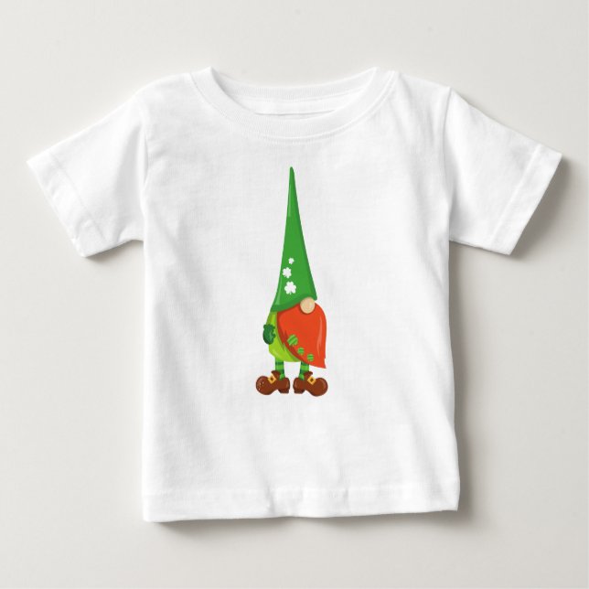 Camiseta De Bebé Día de San Patricio, Ropas Suertudas, Gnome Cute (Anverso)