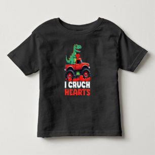 Camiseta De Bebé Día de San Valentín de T Rex montando camión destr