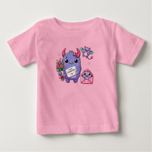 Camiseta De Bebé Día de San Valentín del monstruo lindo
