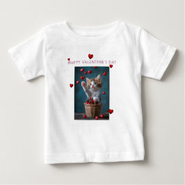 Camiseta De Bebé Día de San Valentín Lazo de Corazón de Encaje Rosa