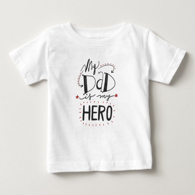 Camiseta De Bebé Día del Padre - "Mi papá es mi héroe" (Anverso)