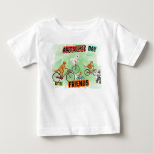 Camiseta De Bebé Día increíble con amigos - Perros y gatos en bicic