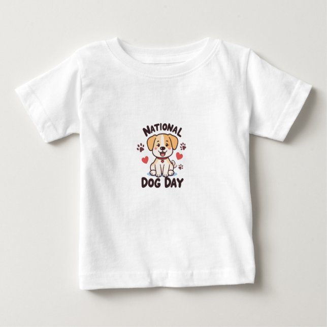 Camiseta De Bebé Día Nacional del Perro - Perro cómico kawaii con é (Anverso)