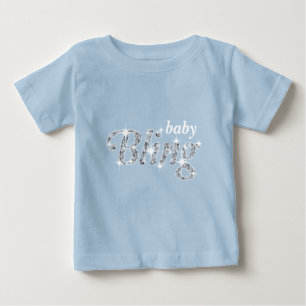 Camiseta De Bebé Diamantes falsos en el diseño azul pastel "baby Bl