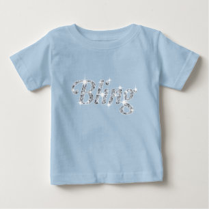 Camiseta De Bebé Diamantes falsos en el diseño azul pastel "Bling" 