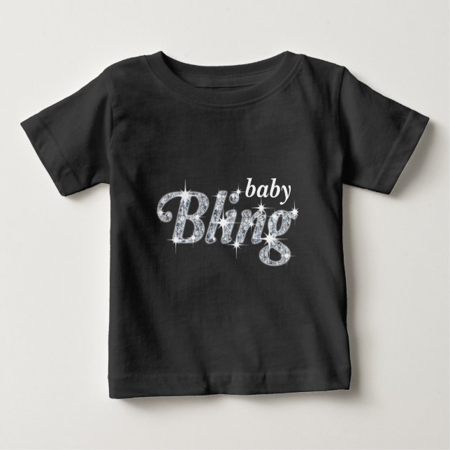 Camiseta De Bebé Diamantes falsos en el diseño de texto "baby Bling (Anverso)