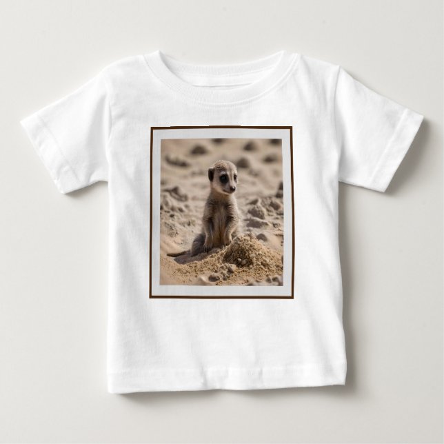 Camiseta De Bebé "Días soleados: La aventura del bebé Meerkat en la (Anverso)