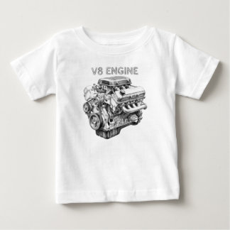 Camiseta De Bebé dibujo a lápiz de motor V8