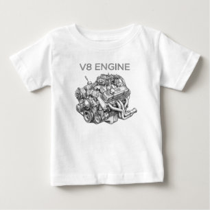 Camiseta De Bebé dibujo a lápiz del motor V8