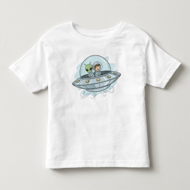 Camiseta De Bebé Dibujo Alien Volador (Anverso)