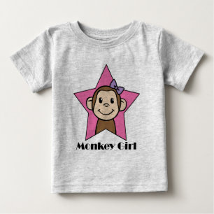 Camiseta De Bebé Dibujo animado Clip Art Mono niña sonriente con la