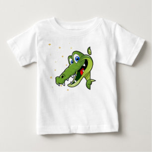 Camiseta De Bebé Dibujo animado de cocodrilo verde lindo