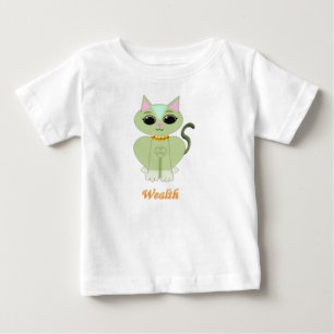 Camiseta De Bebé Dibujo animado de gato verde lindo