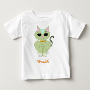Camiseta De Bebé Dibujo animado de gato verde lindo