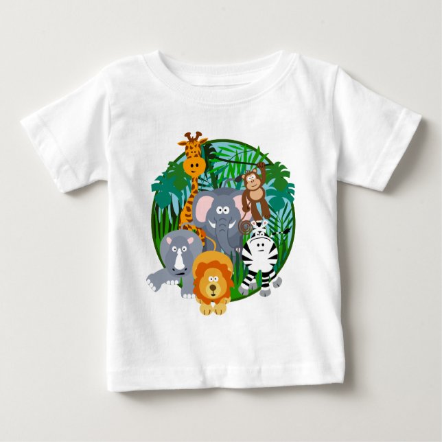 Camiseta De Bebé Dibujo animado de los animales del safari (Anverso)