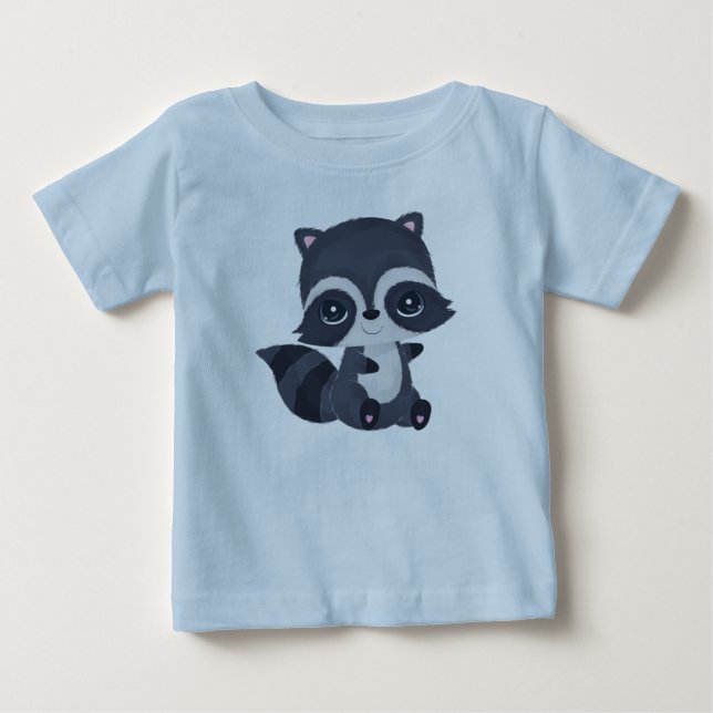 Camiseta De Bebé Dibujo Animado de Mapache Bebé Adorable (Anverso)