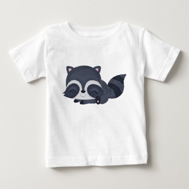Camiseta De Bebé Dibujo Animado de Mapache Bebé Dormilón Adorable (Anverso)