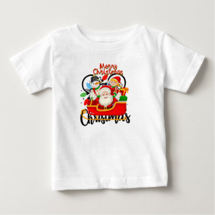 Camiseta De Bebé Dibujo animado de Navidad de trineo de Santa