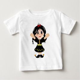 Camiseta De Bebé Dibujo animado de niña pequeña linda y feliz