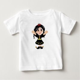 Camiseta De Bebé Dibujo animado de niña pequeña linda y feliz