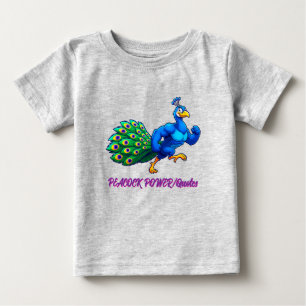 Camiseta De Bebé Dibujo animado de pavo real muscular divertido