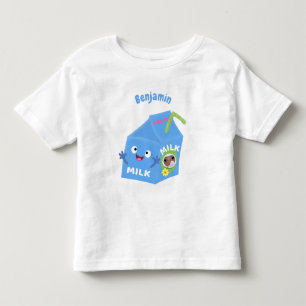 Camiseta De Bebé Dibujo animado de personaje de caja de leche feliz