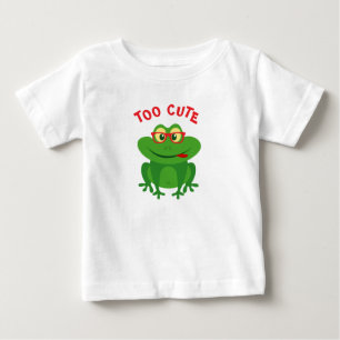 Camiseta De Bebé Dibujo animado de rana verde linda con gafas perso
