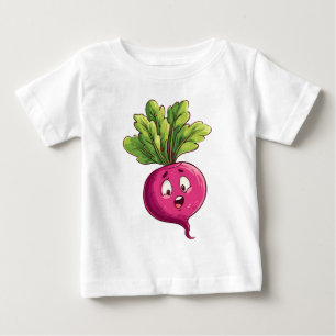 Camiseta De Bebé Dibujo animado de remolacha rosa linda con expresi