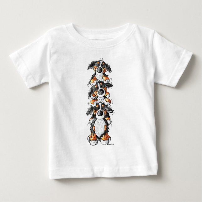 Camiseta De Bebé Dibujo animado de tres de Bernese perros de (Anverso)