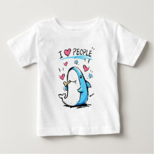 Camiseta De Bebé Dibujo animado divertido de tiburón que ama a las