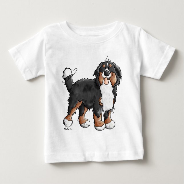Camiseta De Bebé Dibujo animado divertido del perro de montaña de (Anverso)
