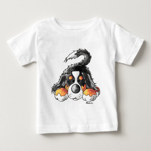 Camiseta De Bebé Dibujo animado divertido del perro de montaña de (Anverso)