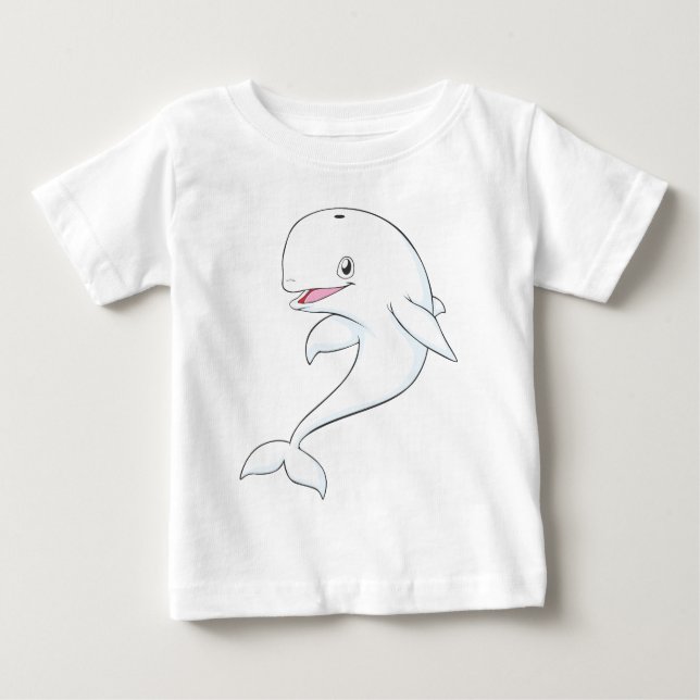 Camiseta De Bebé Dibujo animado feliz de la ballena de la beluga (Anverso)