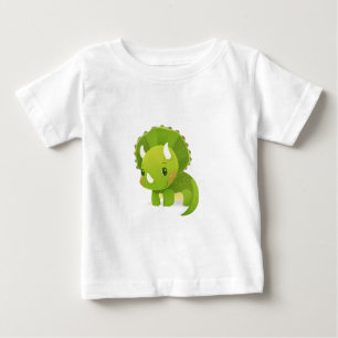 Camiseta De Bebé dibujo animado lindo del dinosaurio del bebé verd