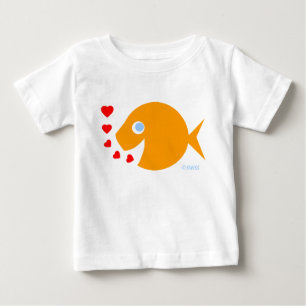 Camiseta De Bebé Dibujo animado y besos lindos del Goldfish del
