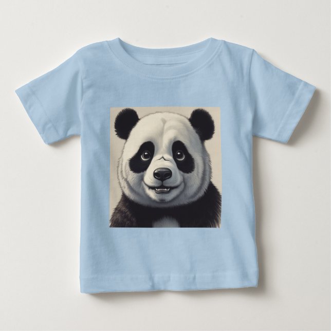Camiseta De Bebé Dibujo De Arte De Dibujos Animados De Panda (Anverso)