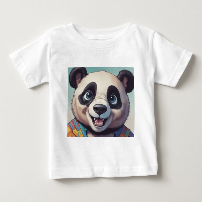 Camiseta De Bebé Dibujo De Arte De Dibujos Animados De Panda (Anverso)